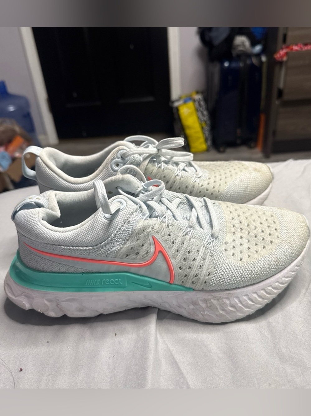 Nike Women’s Running Shoes - Light Gray with Teal & Coral Trim